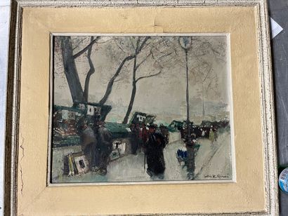null Jules René HERVE (1887-1981) 

Bouquinistes 

Huile sur toile signée en bas...