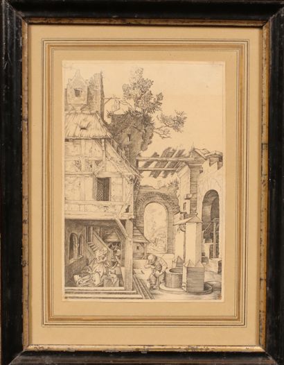 null D'après Albrecht DÜRER (1471-1528)

La Sainte Famille

Gravure 

18 x 12 cm

Rousseurs

Sous...