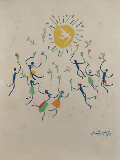 null D'après Pablo PICASSO (1881-1973) 

Ronde de la jeunesse au soleil, 2.7.59

Lithographie...