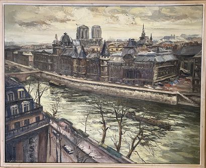 null Josine VIGNON (1928-2022) 

La Cité 

Huile sur toile signée en bas à gauche...