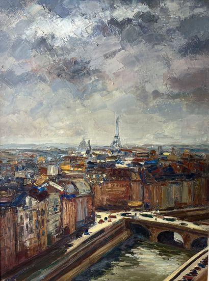 null Josine VIGNON (1928-2022) 

La Seine à Paris, vue de la Tour Eiffel

Huile sur...