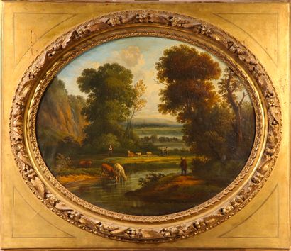null L. GEORGET (XIXème siècle)
Paysage pastoral
Huile sur toile 
Signée et datée...