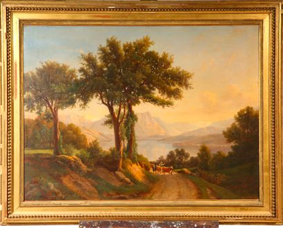 null Cécile LOEDERICH (XIXème siècle)
Vallée du Rhin
Huile sur toile
Signée et datée...