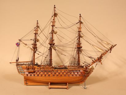 null Maquette de bateau à trois mâts en bois
H. 44 x L. 58 x P.9 Cm