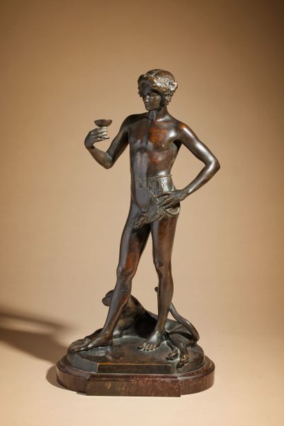 null Antonin Carlès (1851-1919)
Bacchus 
Modèle créé en 1903
Groupe en bronze à patine...