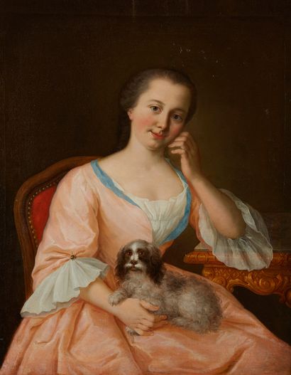 null Ecole anglaise du XVIIIe siècle
Portrait d'une élégante et son chien
Huile sur...