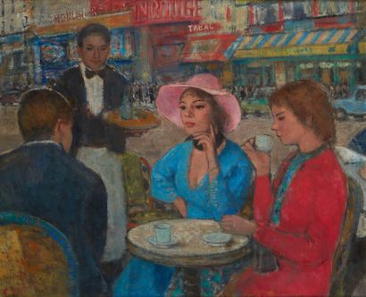 null François GALL (1912-1987)
Les touristes à Montmartre, en face du Moulin Rouge,...