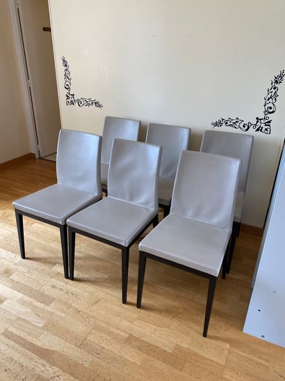 null 6 chaises simili cuir blanc