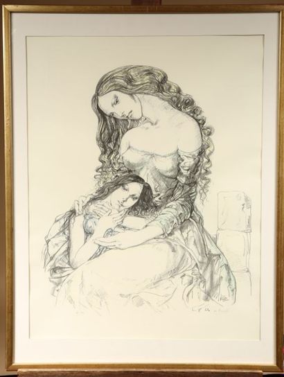 null D'après Léonard FOUJITA (1886-1968)
Mère et fille 
Lithographie signée dans...