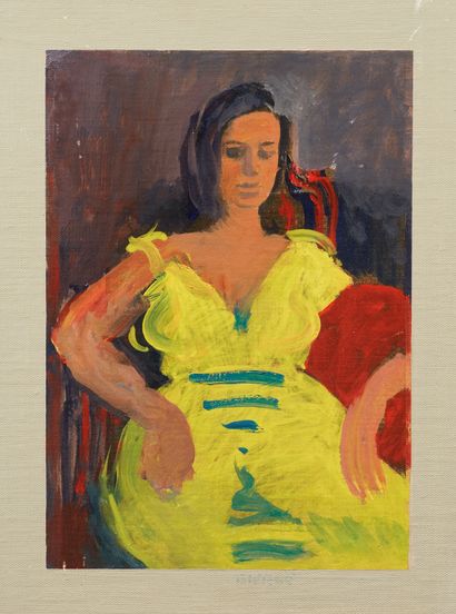 null Roland BIERGE (1922-1991)
La robe Jaune, 1971
Huile sur papier marouflé sur...