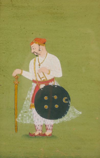 null Portrait de raja, Inde du Nord, Rajasthan, fin XIXe – début XXe siècle
Gouache...