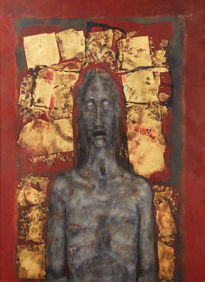 null Paul RAMBIE (1919-2020)
Portrait du Christ
Huile et feuille d'or sur panneau...