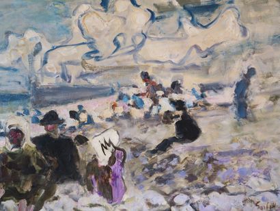 null Alexandre GARBELL (1903-1970)
Plage aux nuages à Mers-les-Bains
Huile sur toile...