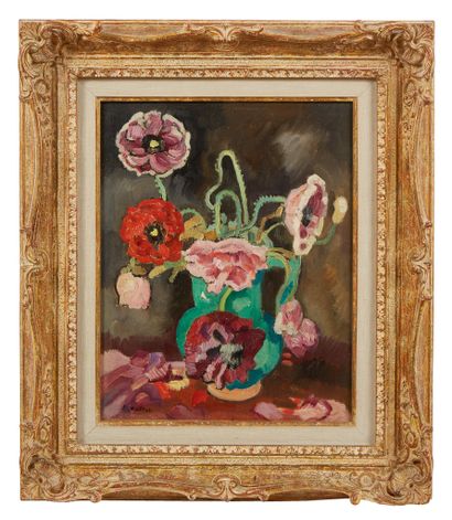 null Louis VALTAT (1869-1952)
Anemones in a green pitcher
Oil on canvas.
Signed lower...