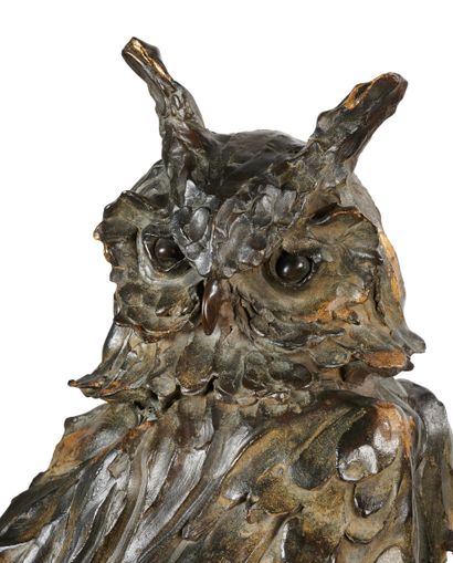 null José-Maria David (1944-2015)
The great horned owl on his mound 
2006
Bronze...