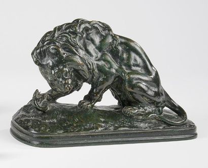 null French school circa 1900 after a model by Antoine-Louis BARYE (1795-1875)
Lion...