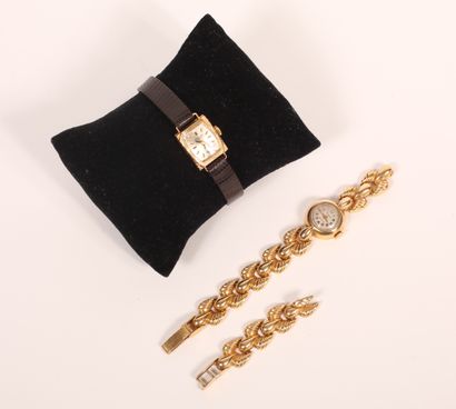 null Lot including:
FLAMOR
Ladies' wristwatch in 18K yellow gold 750‰, round form,...