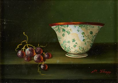 null Magdalena KNAPP (Born 1944) 
Still lifes with vases and grapes 
Two oils on...