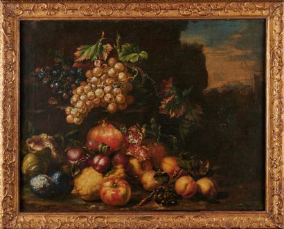 null ROMAN SCHOOL from the second half of the 17th century
Still life with grapes,...