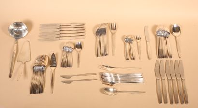 null CHRISTOFLE 
Menagère set, Orly model, silver-plated metal including : 
- 12...