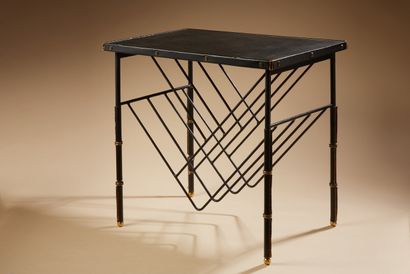 null In the style of Jacques ADNET (1990-1984) 
Side table with rectangular top,...