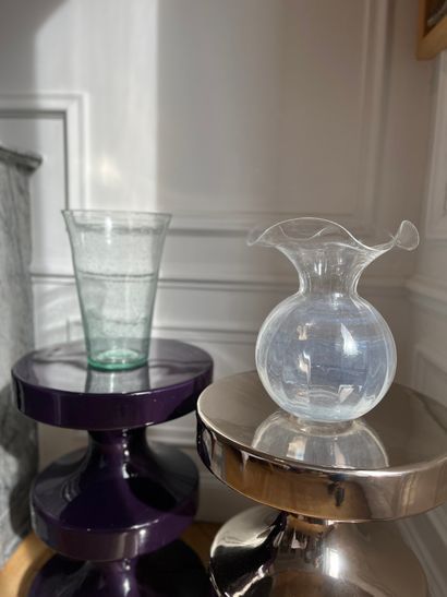 LANCEL and BIOT 
Two glass vases 
H. 29 and...