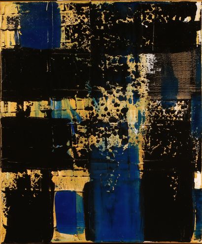 null Ronan MARTIN (XXIème siècle)
Dans le goût de SOULAGES 
Composition en bleu noir...