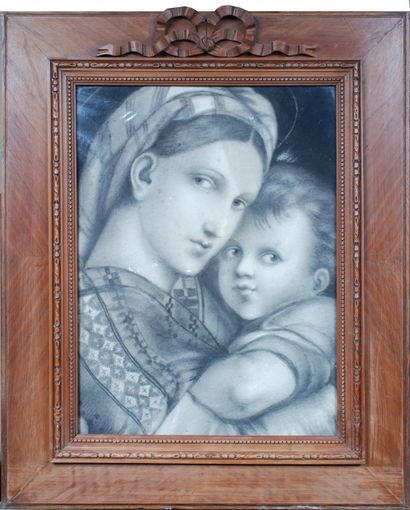 null Ecole Moderne d'après Raphaël
Vierge à l'enfant
Reproduction
38 x 28 cm (à vue)...