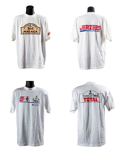 null GRANADA DAKAR 1995 et 1996
2 Tee-shirts en coton blanc
TOTAL, COLUMBIA, FRANCETVSPORT,...