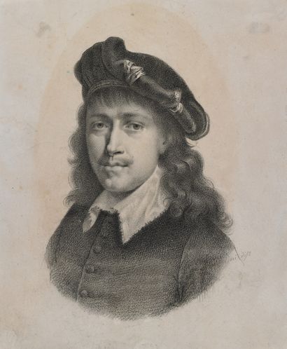 SALVATORE CHERUBINI Portrait of a young man with hat. Portrait of a young man with... Gazette Drouot