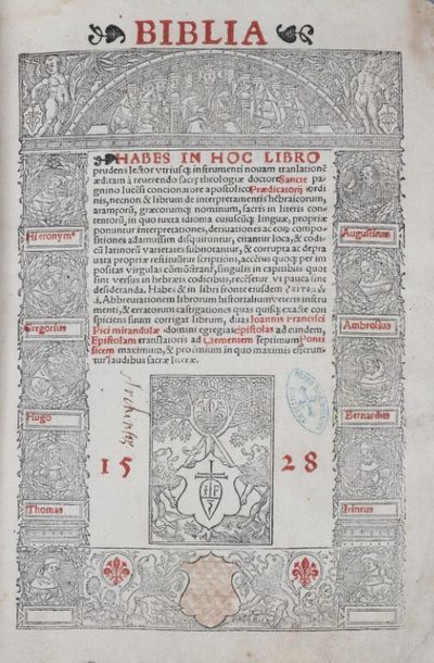 null [Livre du XVIe siècle]. [Bible. Latin. 1528]. Biblia. Habes in hoc libro prudens...
