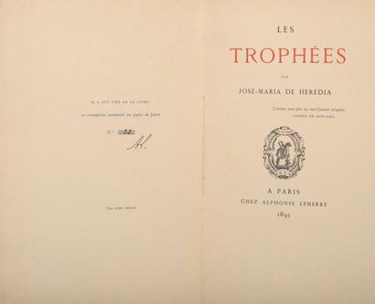 null HÉRÉDIA (José-Maria de). Les trophées. À Paris, chez Alphonse Lemerre, 1893....