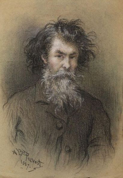 null [Dessins]. [VERLAINE]. Alexandre Céleste PRÉVOST (1832-1910).
Portrait de Paul...