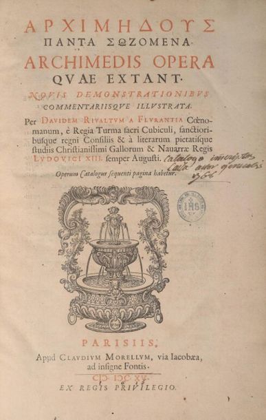 null ARCHIMÈDE. Archimedous Panta sozomena [en grec]. Archimedis Opera quae extant,...