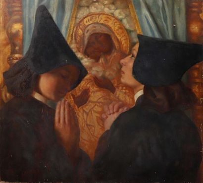 Ida A. FIELITZ (c.1847-C1907). Ida A. FIELITZ (c.1847-C1907).
Religieuses en prière.
Huile...
