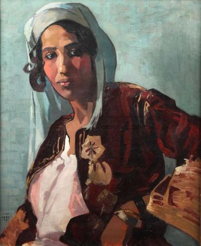 Ivan CERF (1883-1963). Ivan CERF (1883-1963).
Portrait de femme algéroise, 1921.
Huile...