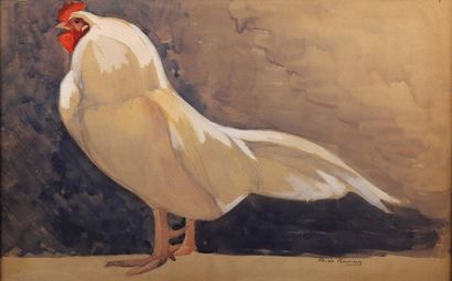 Philippe Albin de BUNCEY (1905-1978). Philippe Albin de BUNCEY (1905-1978).
Le coq.
Gouache...