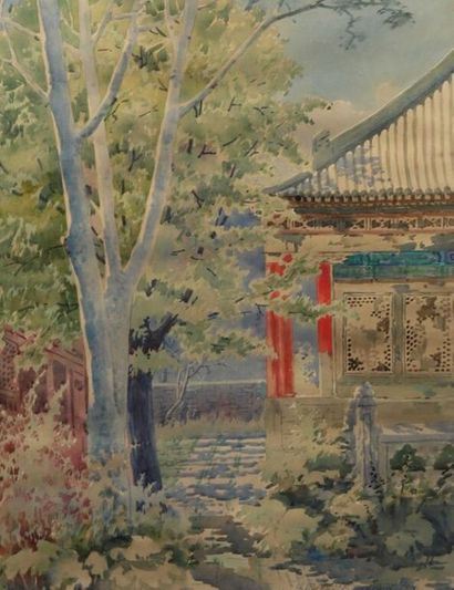 Josef RUEDOLF (??-1957). Josef RUEDOLF (? -1957).
Temple à Pékin, 1900.
Aquarelle...