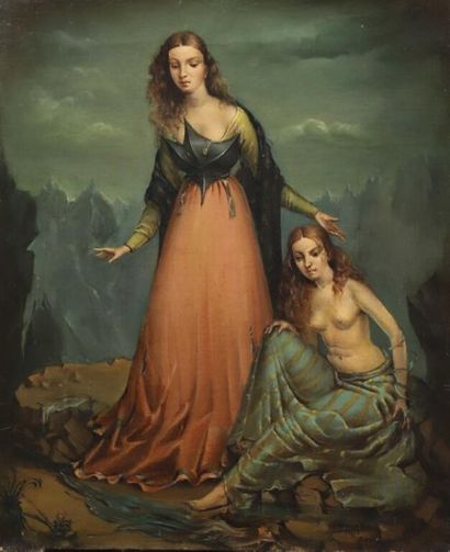 Ermès D'ODORICO (XXème siècle). Ermès D'ODORICO (XXe siècle).
Deux femmes dans un...