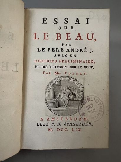 null ANDRÉ (Yves-Marie) ; FORMEY (Johann Heinrich Samuel). Essai sur le beau, par...