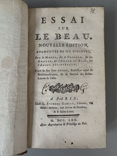 null ANDRÉ (Yves-Marie). OEuvres du feu P. André A Paris, chez Ganeau, 1766-1767....