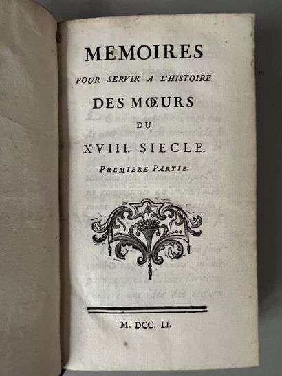 null DUCLOS (Charles). Mémoires pour servir à l'histoire des moeurs du XVIII. siècle....
