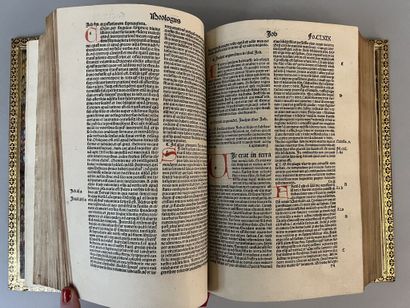 null [Incunable]. [Bible, latin, 1497]. BIBLIA cum summariis concordantiis : divisionibus...