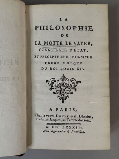 null [ALLETZ (Pons-Augustin)]. La philosophie de La Motte Le Vayer, conseiller d'Etat,...