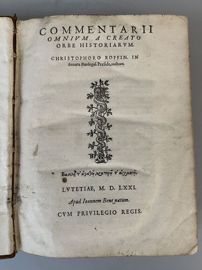 [16th century book]. ROFFIGNAC (Christophe...