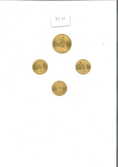 null ETATS-UNIS :
-1 x 20 dollars or (900 millièmes) SAINT-GAUDENS, 1924.
-1 x 10...