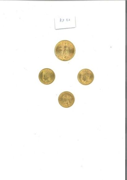 null ETATS-UNIS :
-1 x 20 dollars or (900 millièmes) SAINT-GAUDENS, 1924.
-1 x 10...