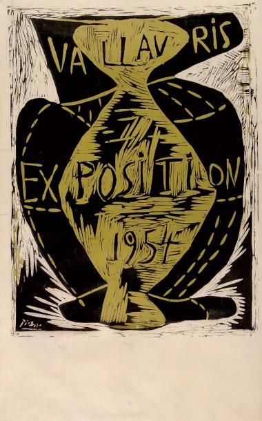 PICASSO, PABLO (1881-1973) Vallauris exposition 1954. Affiche linogravée entoilée,...