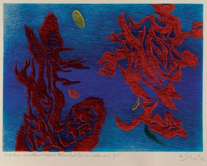 SINGIER, GUSTAVE (1909-1984) Composition. Eau-forte en couleur signée, justifiée...
