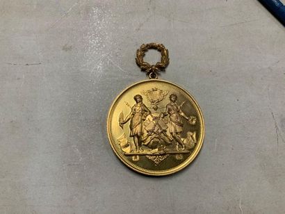 null III EME REPUBLIQUE.
MEDAILLE de prix de compagnie en bronze doré offert par...